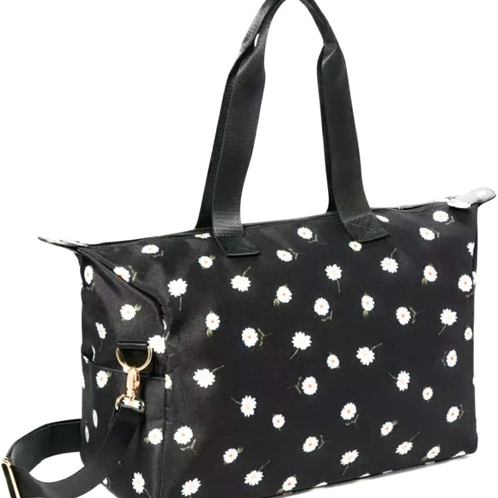 Alice + Olivia Black Daisy Print Duffle/Travel Bag